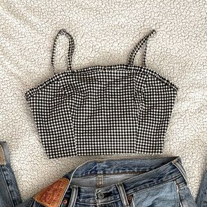 Gingham/checkered Corset Crop Top